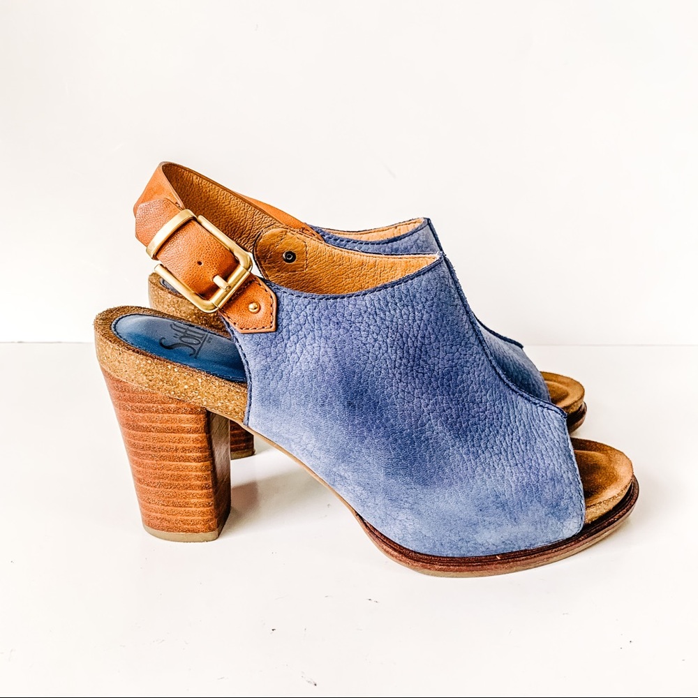Sofft Blue and Tan Heeled Sandals - Picture 16 of 16